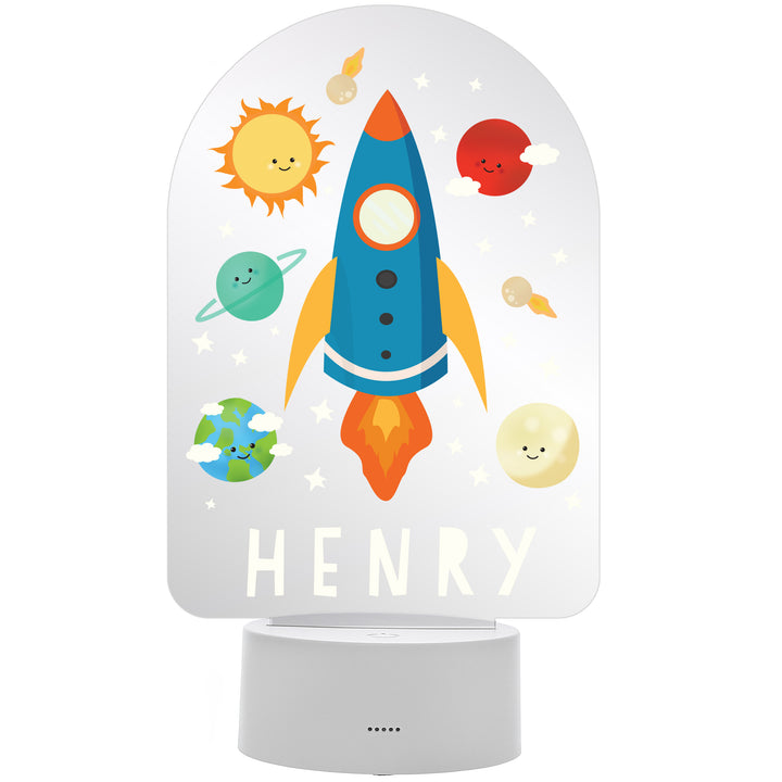 Personalised Space Rocket LED Colour Changing Night Light in gift category Personalised Childrens Night Lights & Lamps