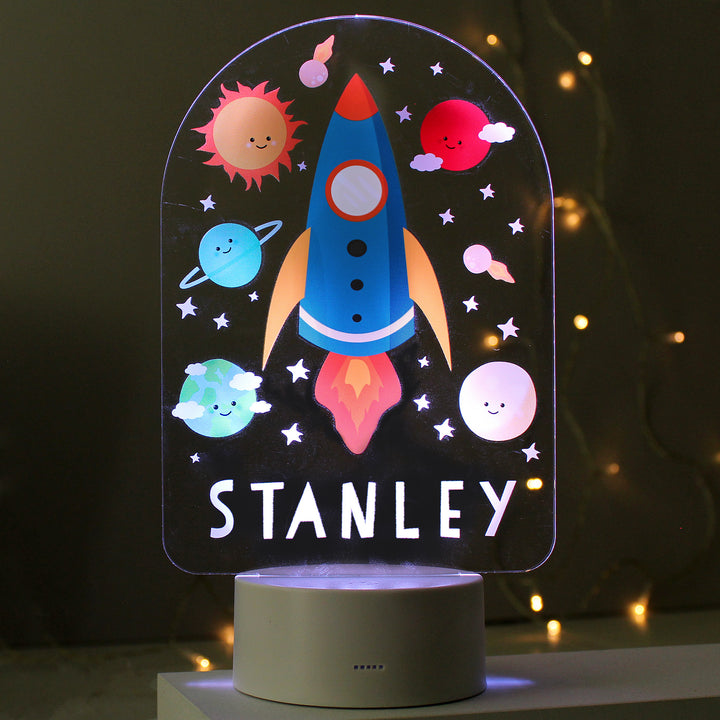 Personalised Space Rocket LED Colour Changing Night Light in gift category Personalised Childrens Night Lights & Lamps