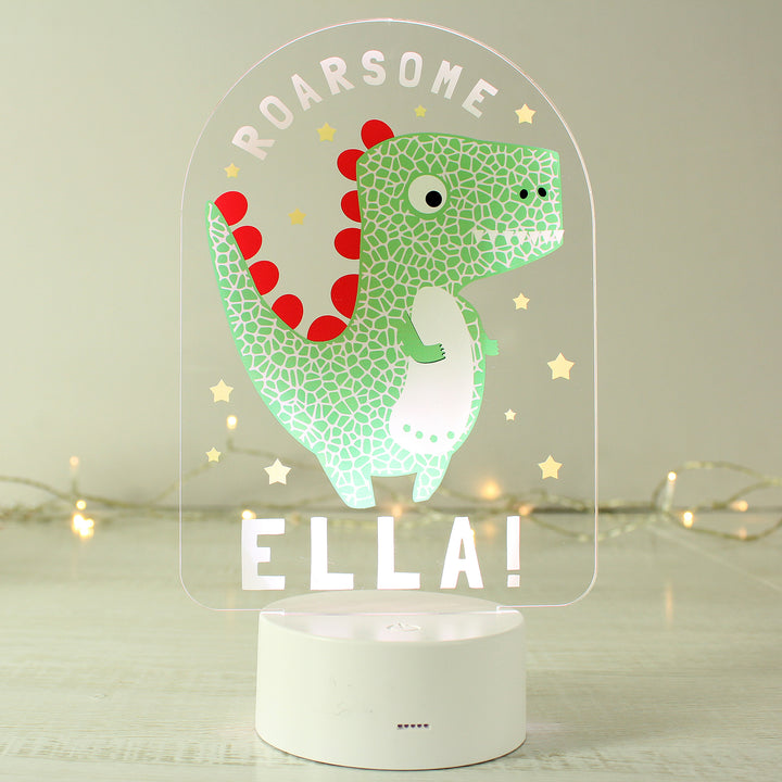 Personalised Roarsome Dinosaur LED Colour Changing Night Light in gift category Personalised Childrens Night Lights & Lamps