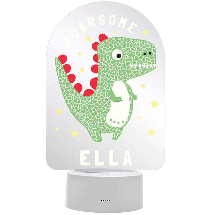 Personalised Roarsome Dinosaur LED Colour Changing Night Light in gift category Personalised Childrens Night Lights & Lamps