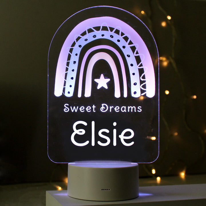 Buy Personalised Pink Rainbow LED Colour Changing Night Light at www.giftsfinder.co.uk