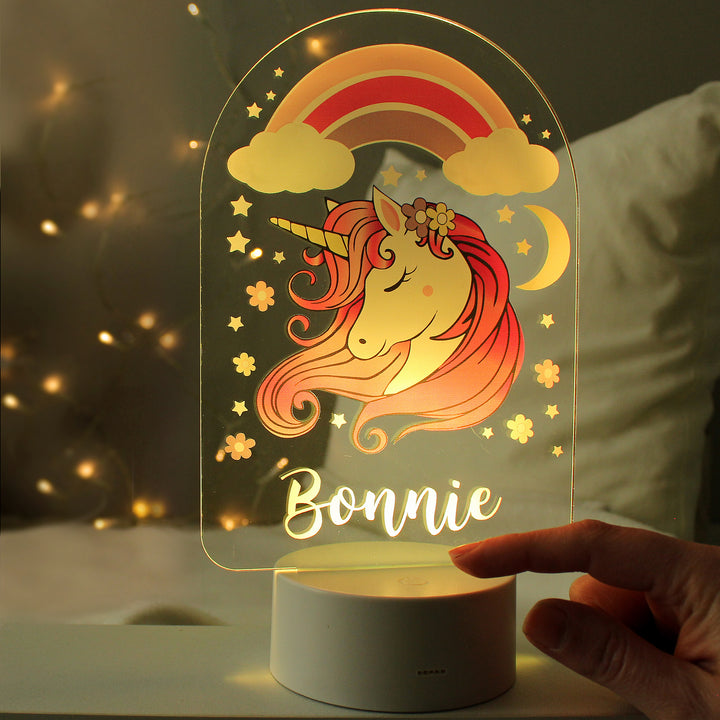 Buy Personalised Pink Unicorn LED Colour Changing Night Light at www.giftsfinder.co.uk