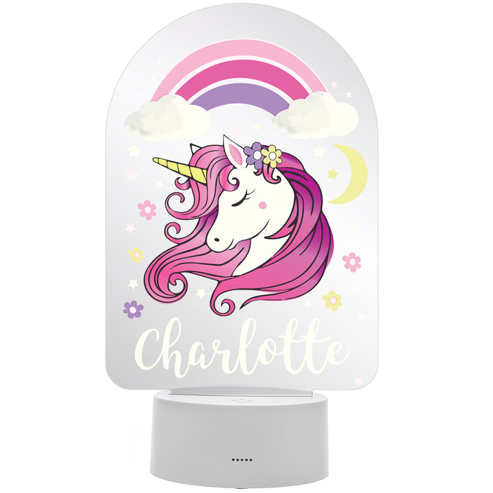 Buy Personalised Pink Unicorn LED Colour Changing Night Light at www.giftsfinder.co.uk