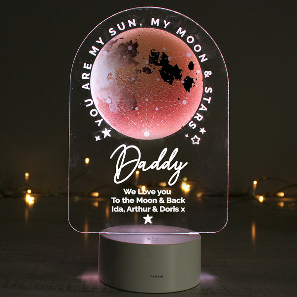 Personalised Sun Moon & Stars LED Colour Changing Night Light in gift category Personalised Childrens Night Lights & Lamps