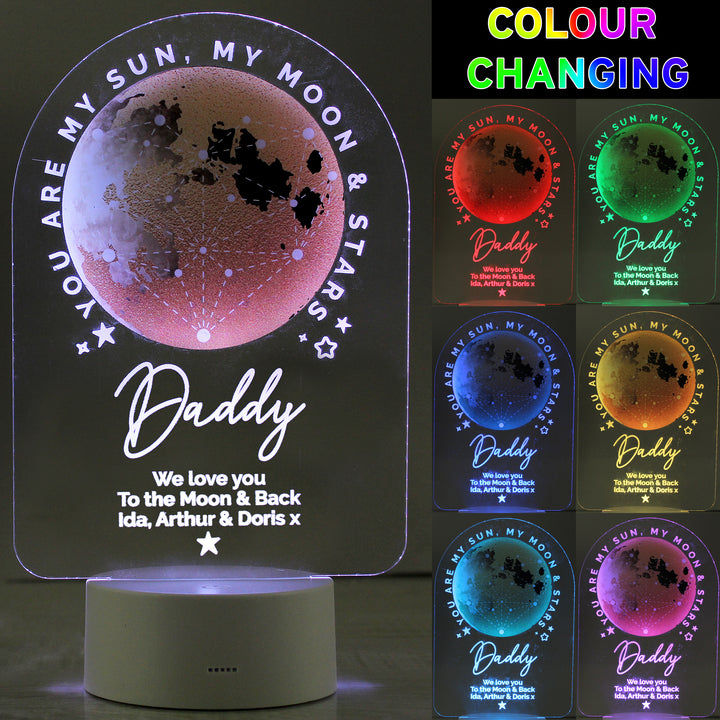 Personalised Sun Moon & Stars LED Colour Changing Night Light - part of the Gifts Finder Personalised Childrens Night Lights & Lamps collection