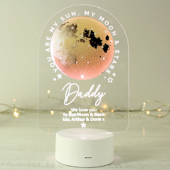 Personalised Sun Moon & Stars LED Colour Changing Night Light - part of the Gifts Finder Personalised Childrens Night Lights & Lamps collection