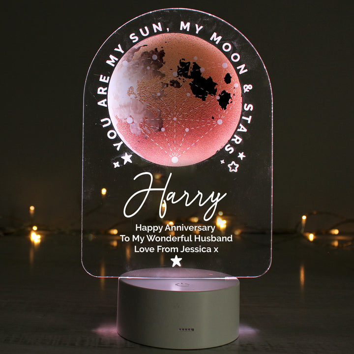 Personalised Sun Moon & Stars LED Colour Changing Night Light - part of the Gifts Finder Personalised Childrens Night Lights & Lamps collection