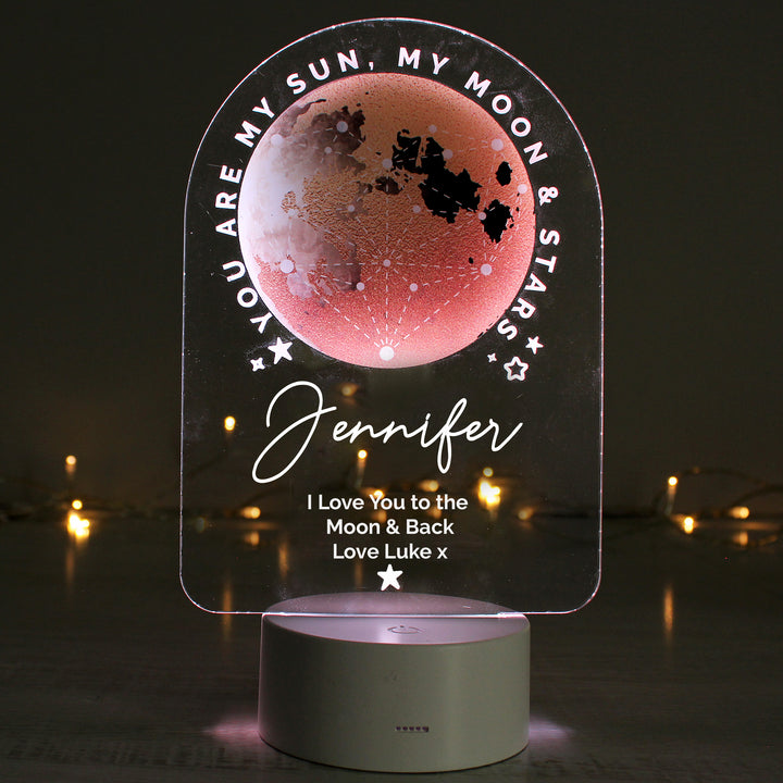 Personalised Sun Moon & Stars LED Colour Changing Night Light - part of the Gifts Finder Personalised Childrens Night Lights & Lamps collection