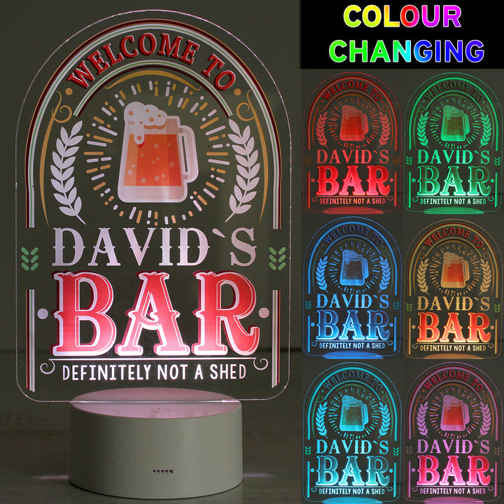 Personalised Welcome To... Bar LED Colour Changing Night Light in gift category Personalised Childrens Night Lights & Lamps