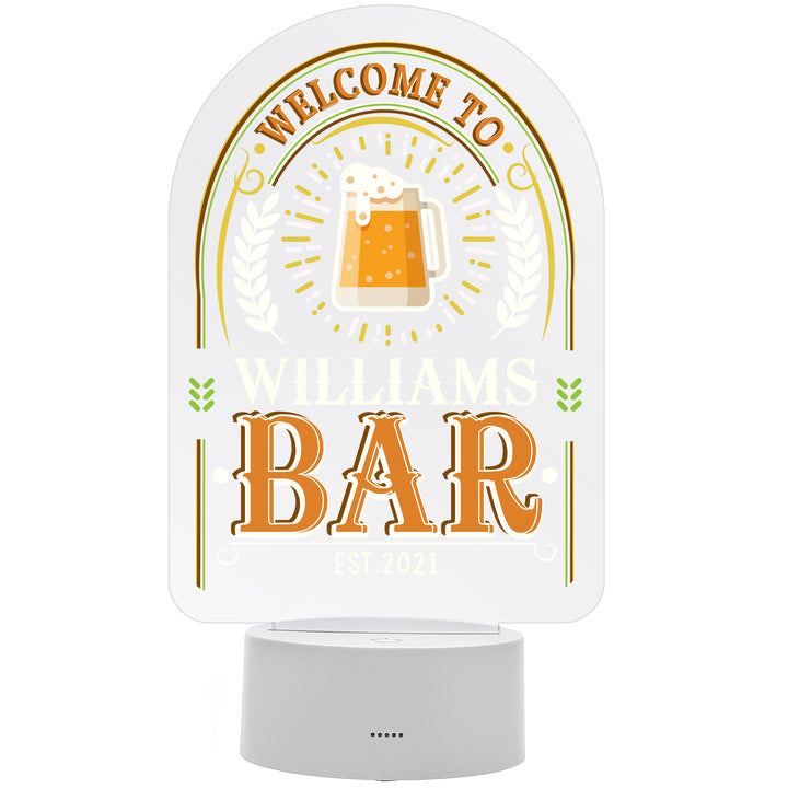 Personalised Welcome To... Bar LED Colour Changing Night Light in gift category Personalised Childrens Night Lights & Lamps