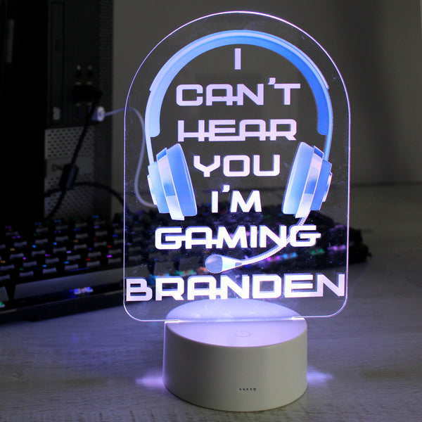 Buy Personalised Blue Gaming LED Colour Changing Night Light available now at www.giftsfinder.co.uk