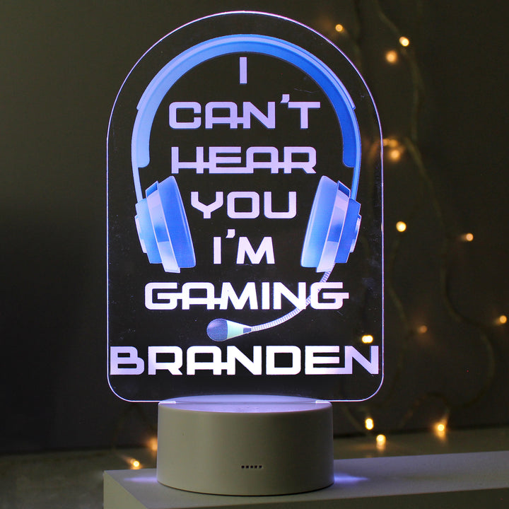 Personalised Blue Gaming LED Colour Changing Night Light - part of the Gifts Finder Personalised Childrens Night Lights & Lamps collection