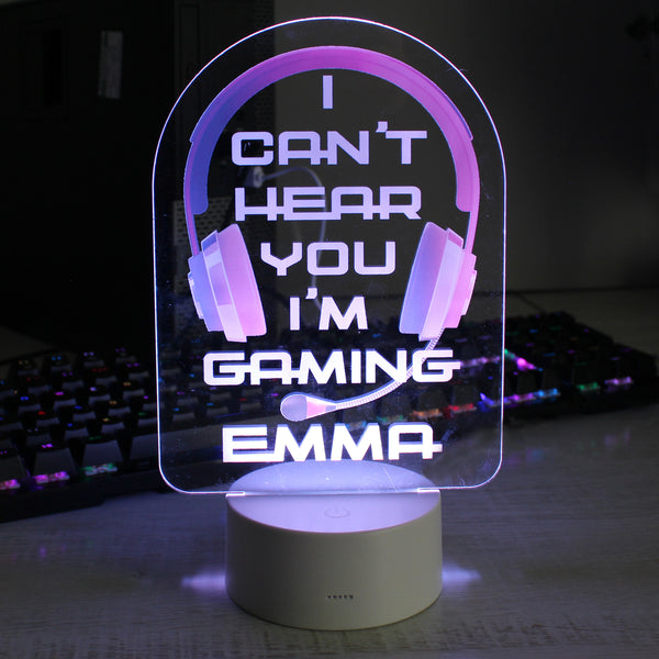 Buy Personalised Pink Gaming LED Colour Changing Night Light at www.giftsfinder.co.uk