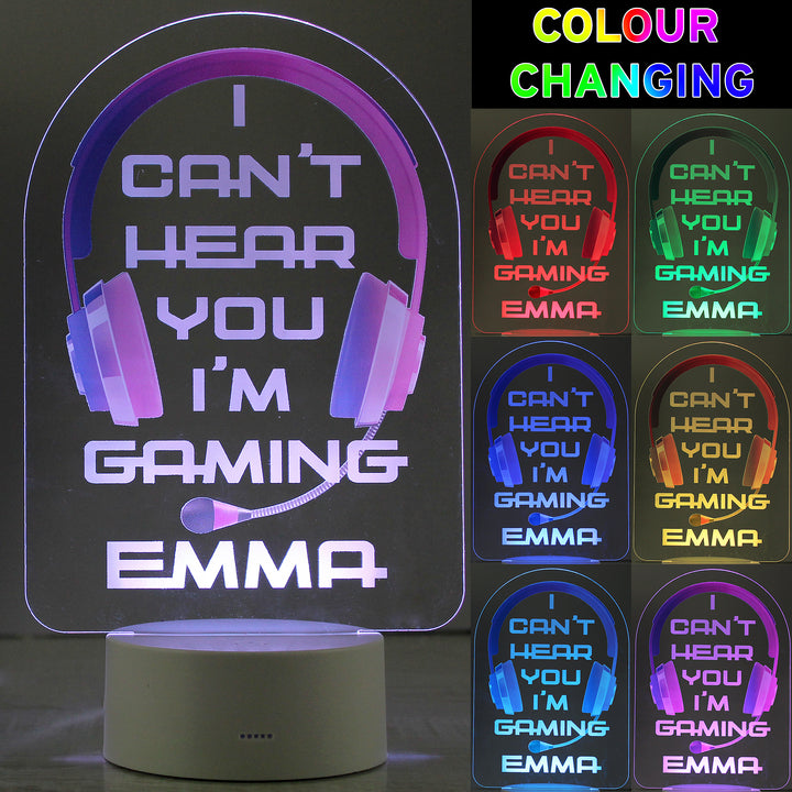 Buy Personalised Pink Gaming LED Colour Changing Night Light at www.giftsfinder.co.uk