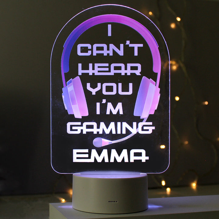 Buy Personalised Pink Gaming LED Colour Changing Night Light at www.giftsfinder.co.uk