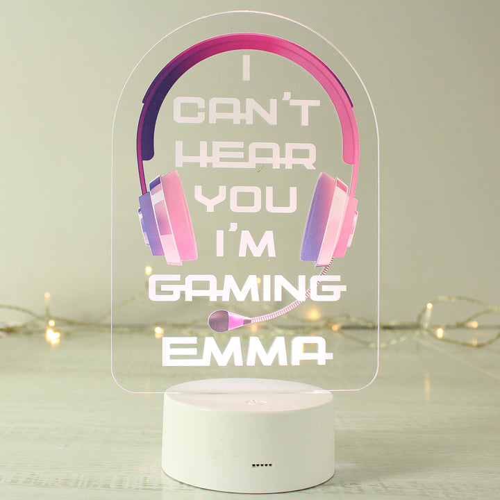 Buy Personalised Pink Gaming LED Colour Changing Night Light at www.giftsfinder.co.uk