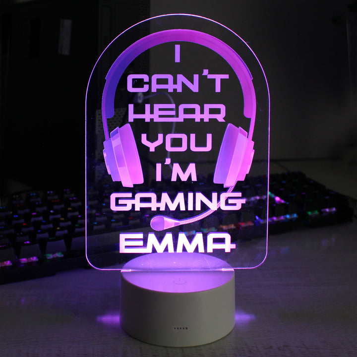 Buy Personalised Pink Gaming LED Colour Changing Night Light at www.giftsfinder.co.uk