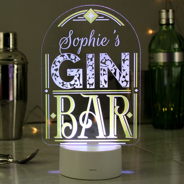 Buy Personalised Gin Bar LED Colour Changing Night Light available now at www.giftsfinder.co.uk