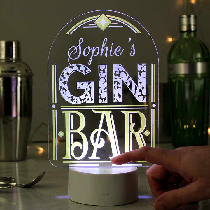 Buy Personalised Gin Bar LED Colour Changing Night Light available now at www.giftsfinder.co.uk