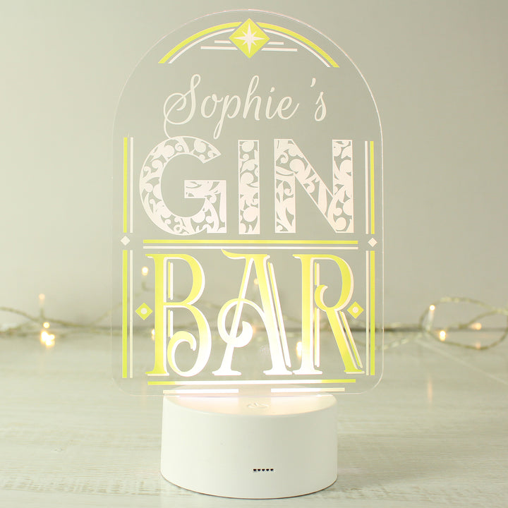 Buy Personalised Gin Bar LED Colour Changing Night Light available now at www.giftsfinder.co.uk