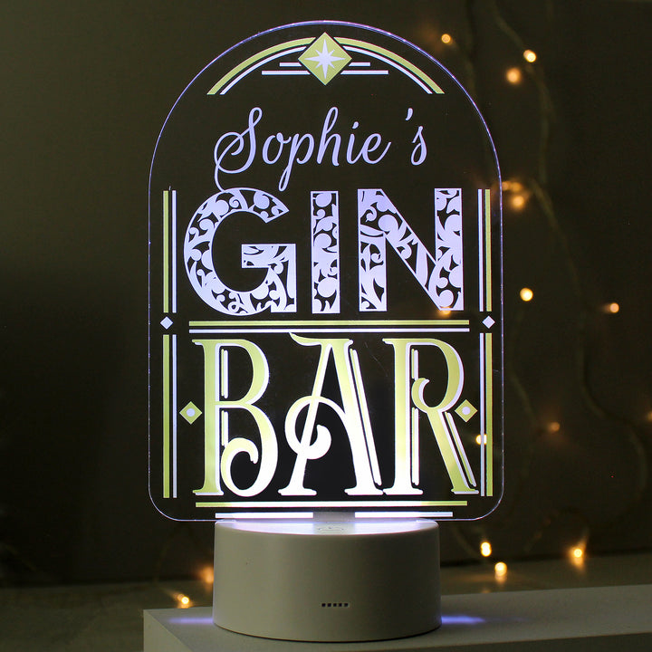 Buy Personalised Gin Bar LED Colour Changing Night Light available now at www.giftsfinder.co.uk