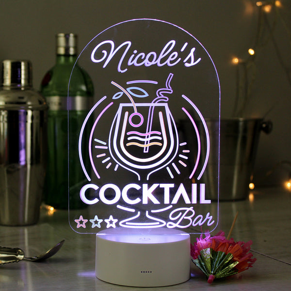 Buy Personalised Cocktail LED Colour Changing Night Light available now at www.giftsfinder.co.uk