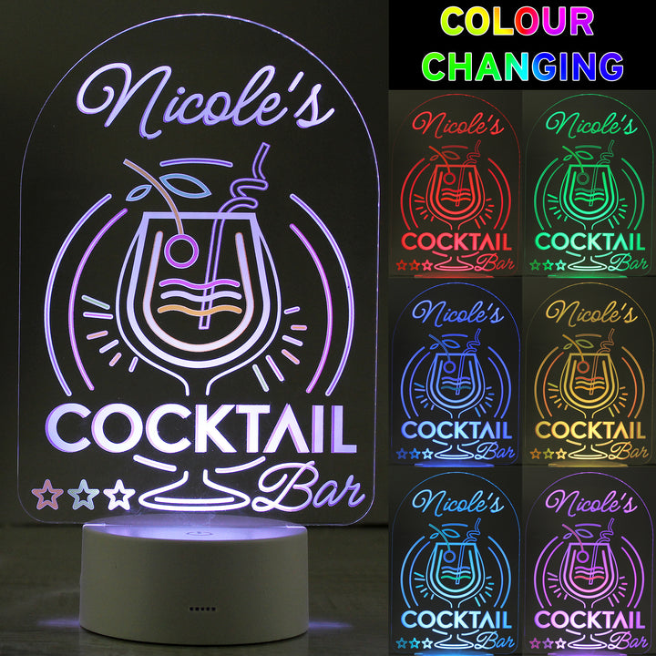 Buy Personalised Cocktail LED Colour Changing Night Light available now at www.giftsfinder.co.uk