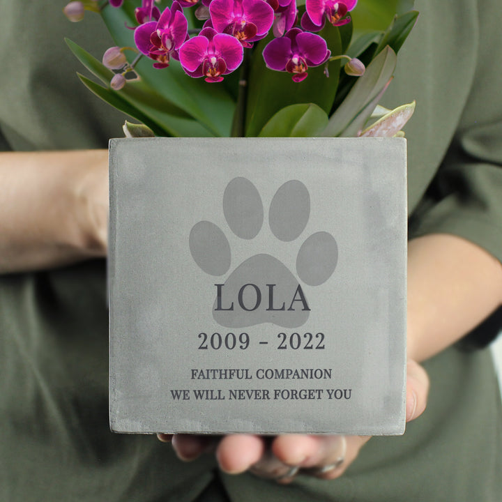 Buy Personalised Pet Memorial Concrete Plant Pot at www.giftsfinder.co.uk