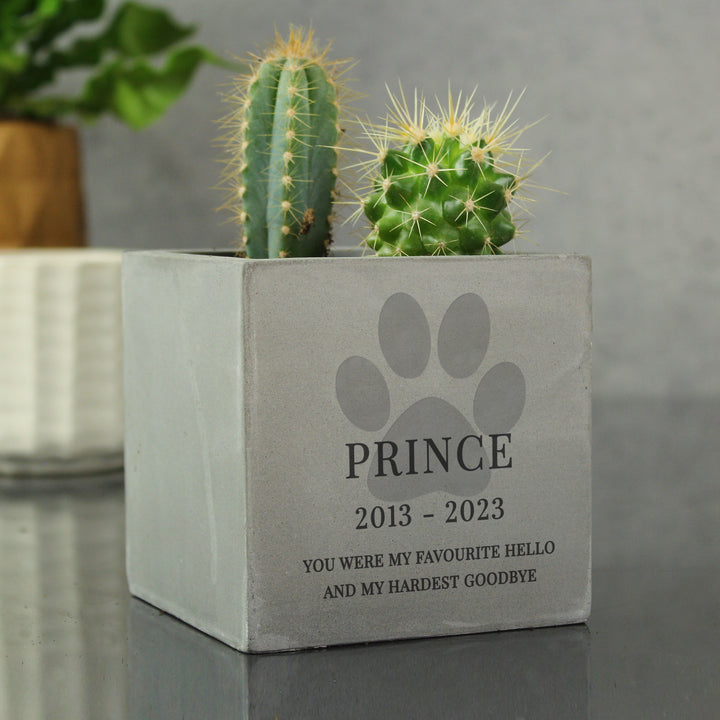 Buy Personalised Pet Memorial Concrete Plant Pot at www.giftsfinder.co.uk