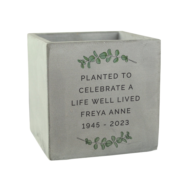 Buy Personalised Botanical Concrete Plant Pot available now at www.giftsfinder.co.uk