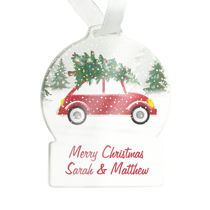 Personalised Driving Home For Christmas Acrylic Snowglobe Decoration - part of the Gifts Finder Personalised Christmas Decorations collection