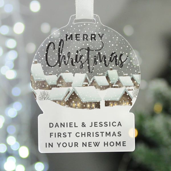 Buy Personalised Christmas Home Acrylic Snowglobe Decoration available now at www.giftsfinder.co.uk