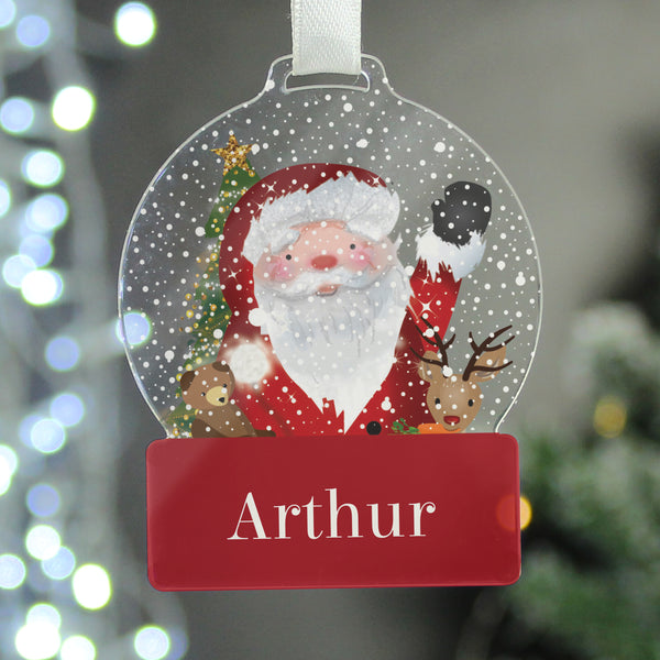 Personalised Santa Acrylic Snowglobe Decoration in gift category Personalised Christmas Decorations