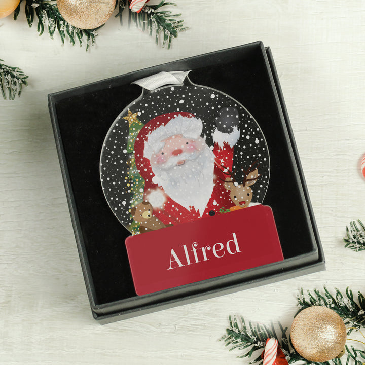 Personalised Santa Acrylic Snowglobe Decoration - part of the Gifts Finder Personalised Christmas Decorations collection