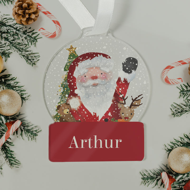 Personalised Santa Acrylic Snowglobe Decoration - part of the Gifts Finder Personalised Christmas Decorations collection