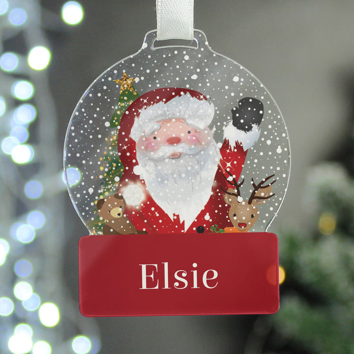 Personalised Santa Acrylic Snowglobe Decoration - part of the Gifts Finder Personalised Christmas Decorations collection