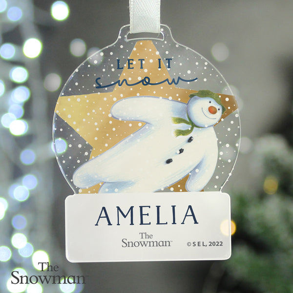 Personalised The Snowman Acrylic Decoration in gift category Personalised Christmas Decorations