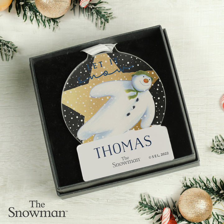 Personalised The Snowman Acrylic Decoration - part of the Gifts Finder Personalised Christmas Decorations collection