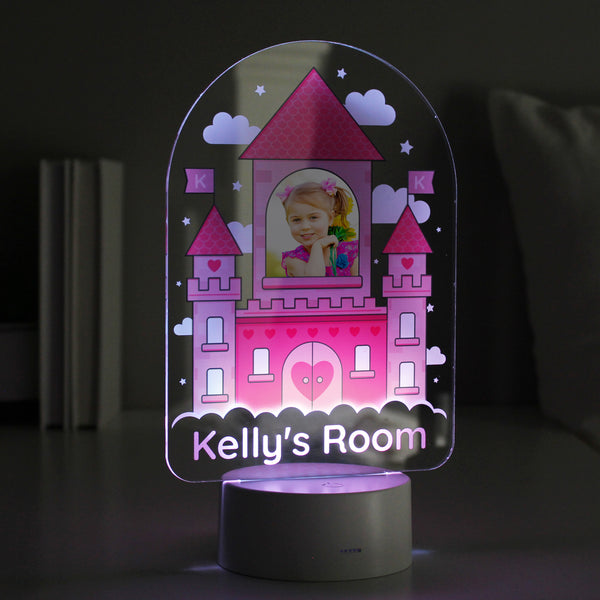 Buy Personalised Pink Castle Photo Upload LED Colour Changing Night Light at www.giftsfinder.co.uk