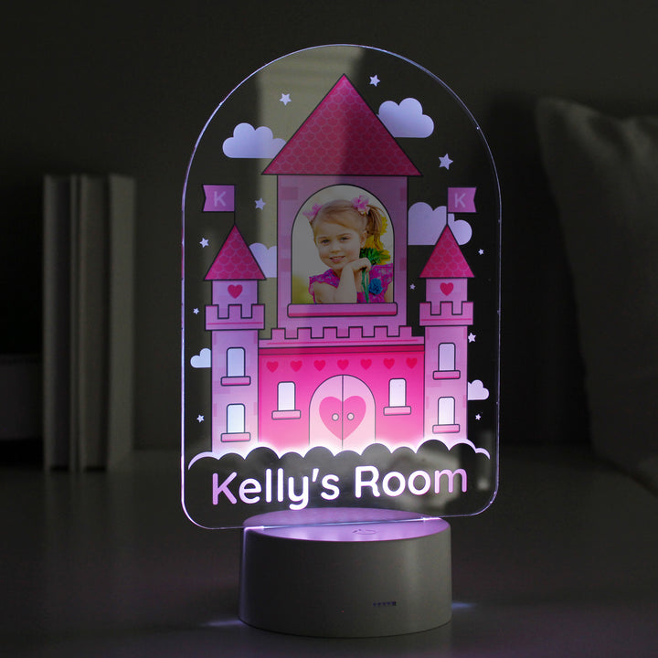 Buy Personalised Pink Castle Photo Upload LED Colour Changing Night Light at www.giftsfinder.co.uk