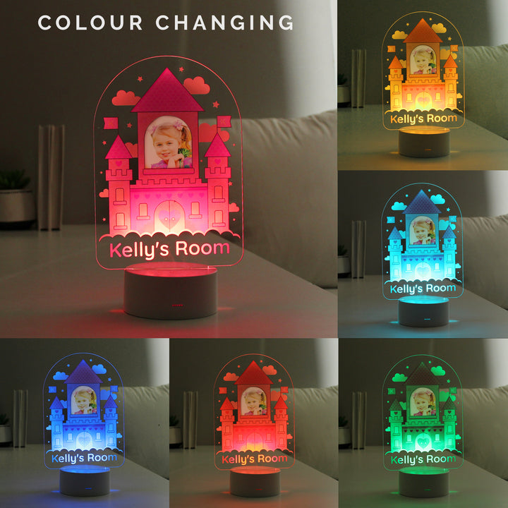 Buy Personalised Pink Castle Photo Upload LED Colour Changing Night Light at www.giftsfinder.co.uk