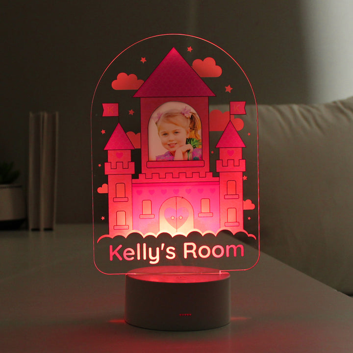 Buy Personalised Pink Castle Photo Upload LED Colour Changing Night Light at www.giftsfinder.co.uk