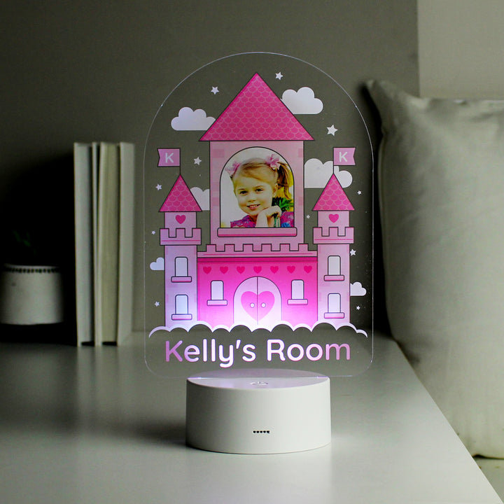 Buy Personalised Pink Castle Photo Upload LED Colour Changing Night Light at www.giftsfinder.co.uk