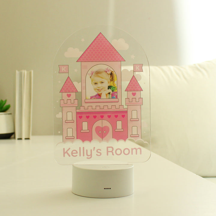 Buy Personalised Pink Castle Photo Upload LED Colour Changing Night Light at www.giftsfinder.co.uk