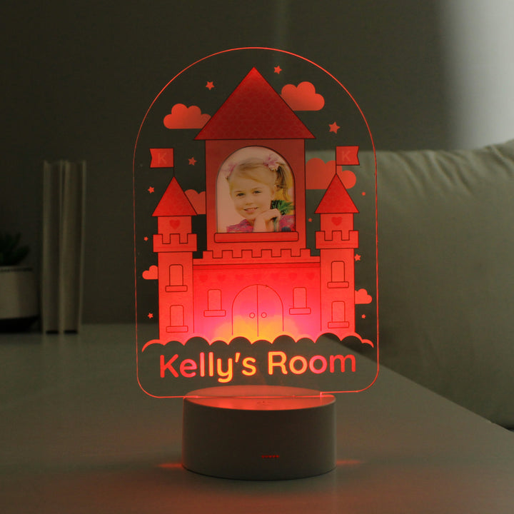 Buy Personalised Pink Castle Photo Upload LED Colour Changing Night Light at www.giftsfinder.co.uk