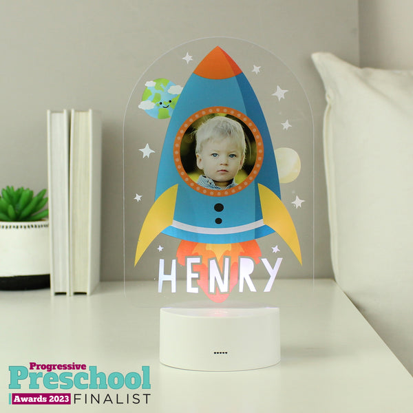 Personalised Rocket Photo Upload LED Colour Changing Night Light in gift category Personalised LED Lights