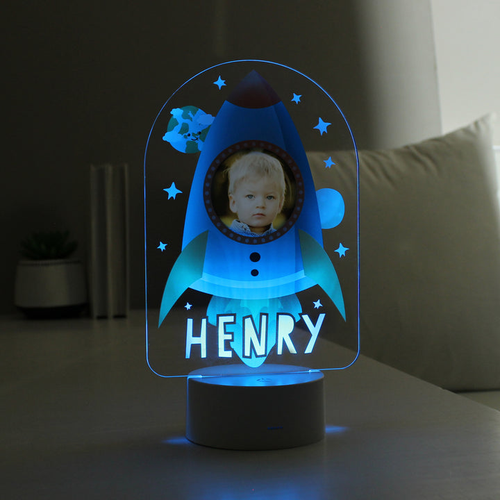 Personalised Rocket Photo Upload LED Colour Changing Night Light in gift category Personalised LED Lights