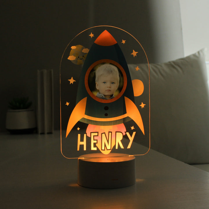 Personalised Rocket Photo Upload LED Colour Changing Night Light in gift category Personalised LED Lights