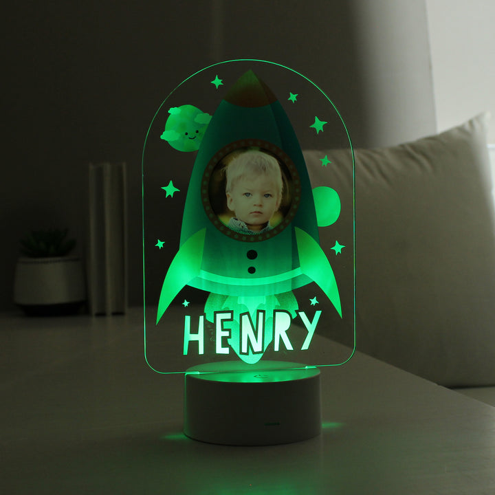 Personalised Rocket Photo Upload LED Colour Changing Night Light in gift category Personalised LED Lights