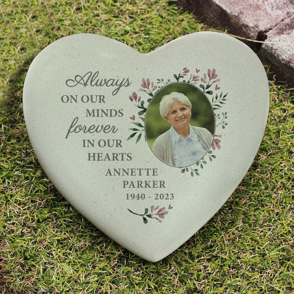 Buy Personalised Floral Photo Upload Memorial Resin Heart available now at www.giftsfinder.co.uk